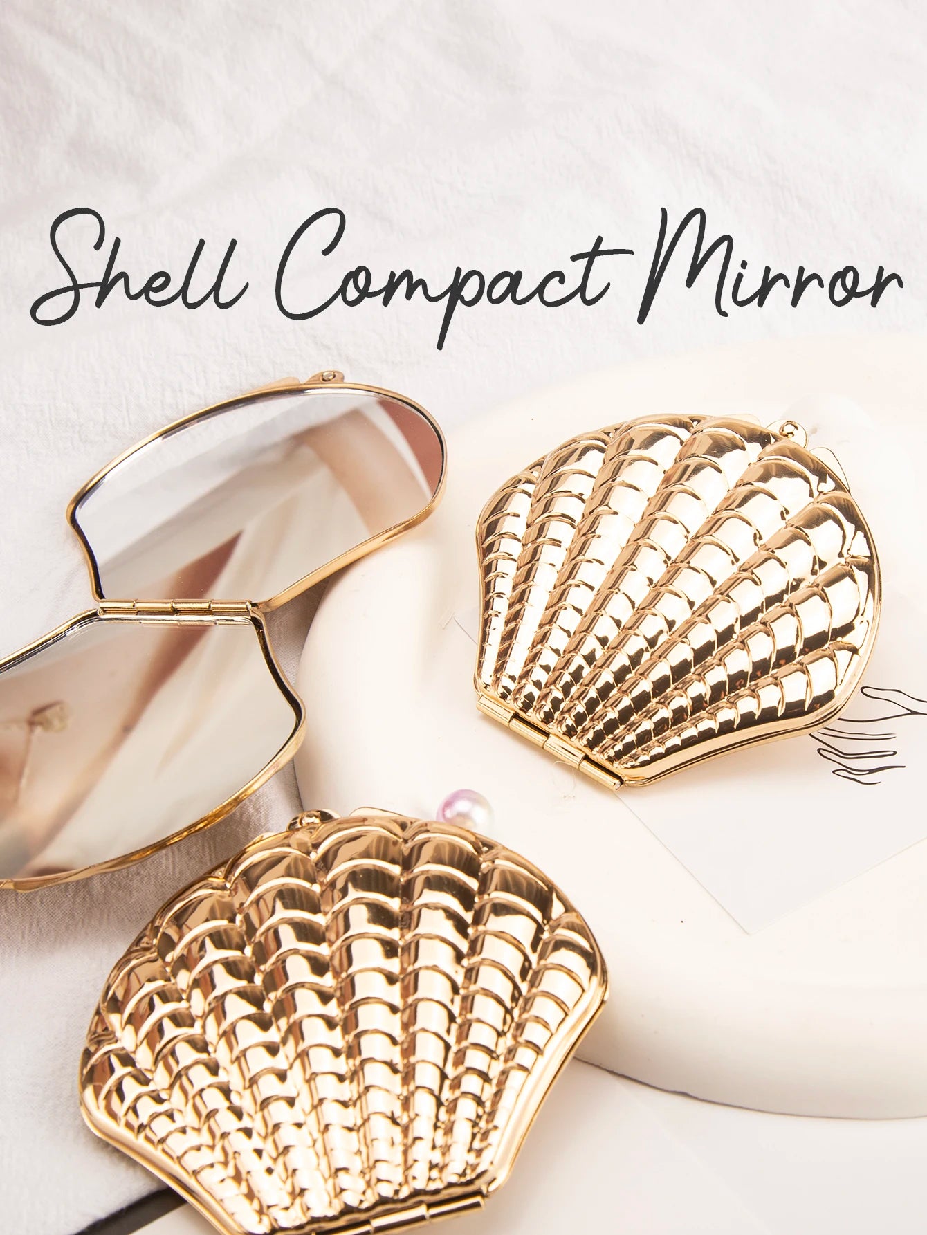 Miroir coquillage doré