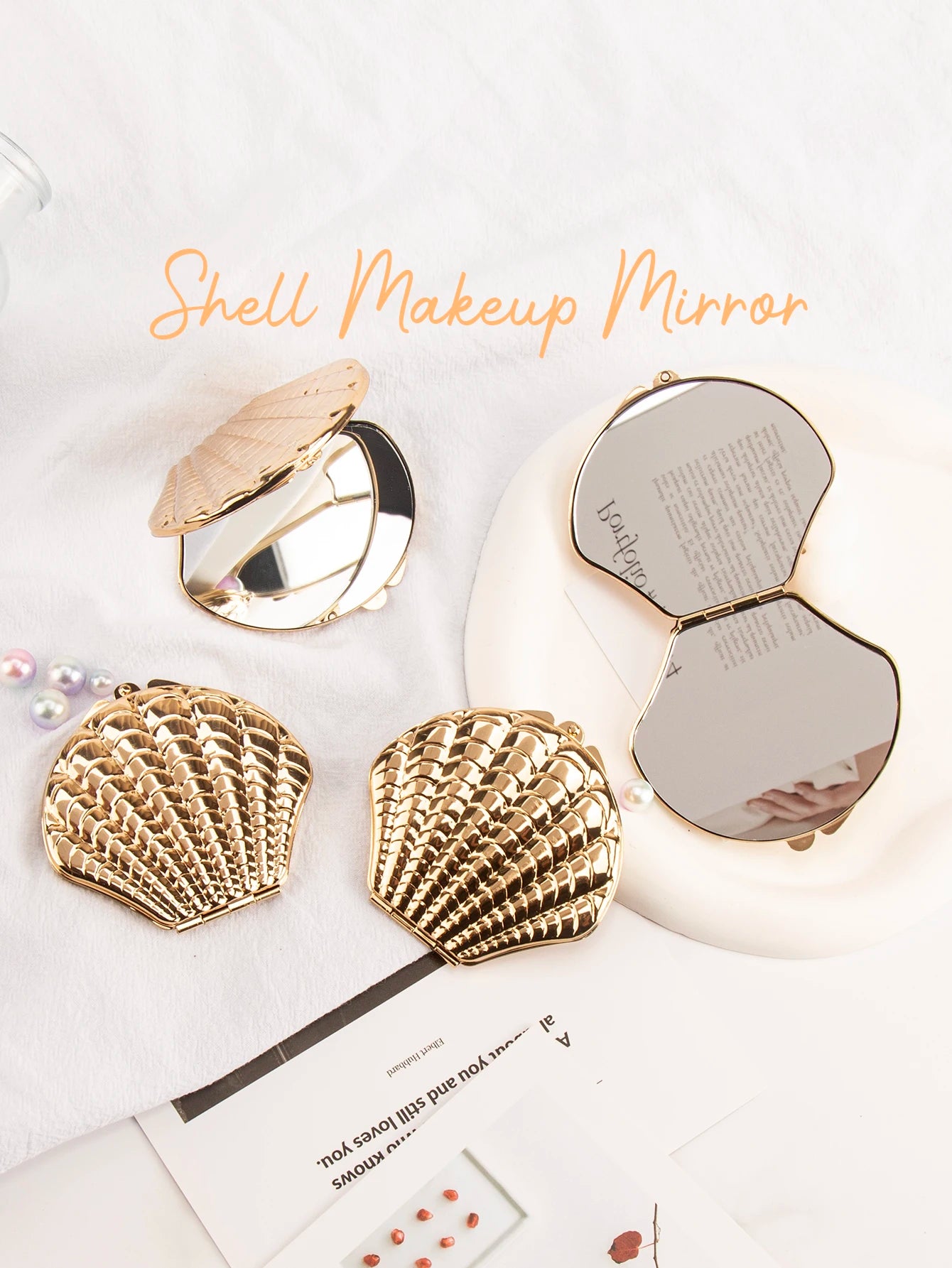 Miroir coquillage doré